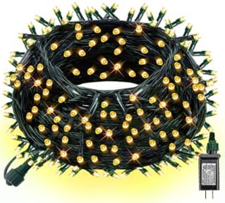 Connectable Christmas String Lights 66FT 200 LED 8 Modes with Timer Decorative String Lights for Xmas Tree Patio Party Warm White