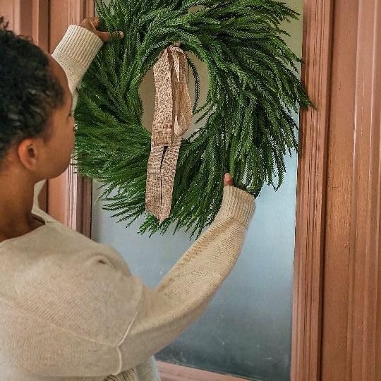 Christmas Wreaths for Front Door 30 Inch Norfolk Pine Wreath for All Seasons Artificial Green Wreath Holiday Decoration for Indoor Outdoor Home Decor