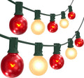 SUNSGNE G40 Frosted Red and White Christmas Lights, 25FT Christmas Round Lights with 25 Frosted Red and White Globe Bulbs for Outdoor Indoor Xmas Pergola Gazebo Patio Yard Decorations
