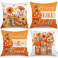 GEEORY Fall Sunflower Pumpkin Thanksgiving Pillow Covers 18x18 Set of 4