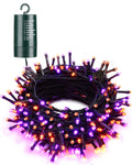 Flacchi Orange Purple Halloween Lights, 67 ft 200 LED Battery Operated String Lights Waterproof 8 Modes & Auto Timer Mini Lights for Halloween Decorations, Home, Party, Holiday Decor Outdoor Indoor