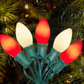 C7 LED Christmas Lights Outdoor, 25Ft Christmas Red White String Lights with 27 Ceramic LED Bulbs(2 Spare), Connectable Vintage Xmas Light for Xmas Tree Roofline Wedding Party Holiday Decor
