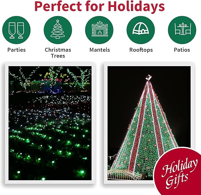 LAMPHOME 66ft Christmas Decorative Mini Lights,200 LED Transparent Wire Fairy Starry String Lights Plug in, 11 Lighting Modes, for Indoor Outdoor Xmas Tree Wedding Party Decoration (Green)