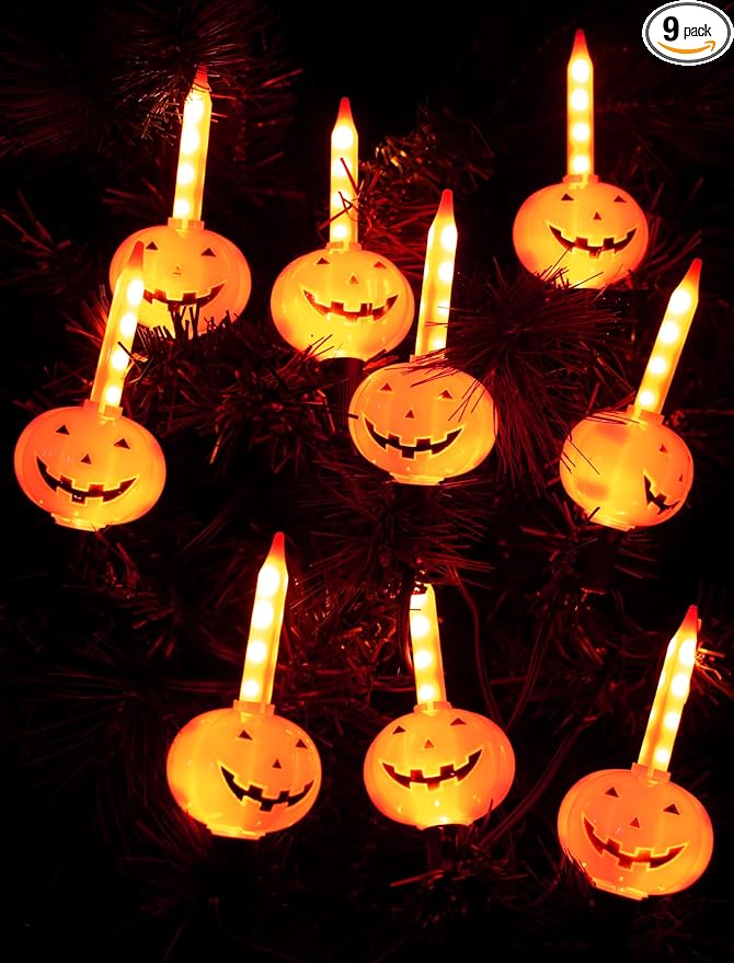 Halloween Pumpkin Bubble Lights String, 9.5Ft Orange Vintage LED Flashing Lights for Indoor Decor, Fairy Lights for Outdoor Bedroom Porch House Fall Party Decorations