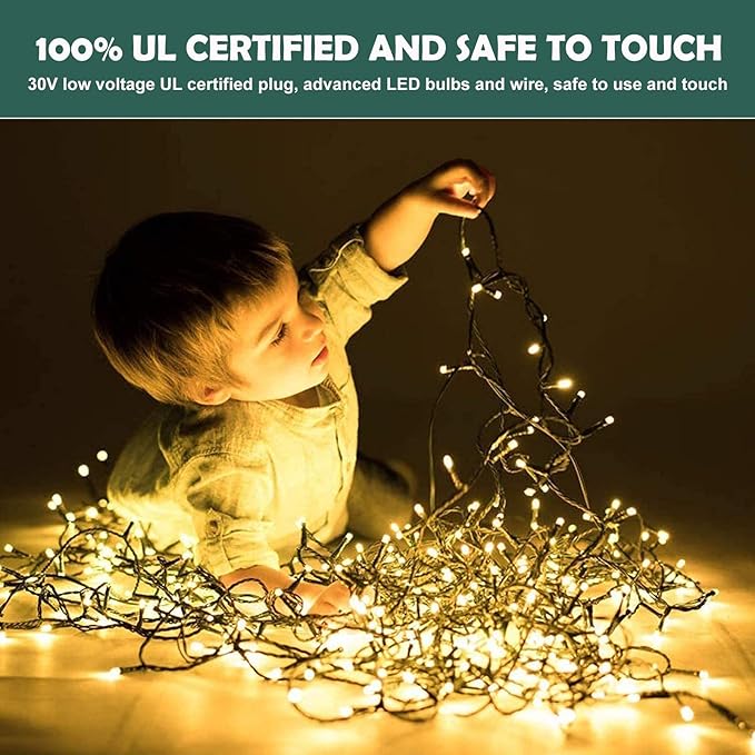Bright Christmas Lights Outdoor 800 LED Christmas String Lights, 272ft 8 Modes Timer Fairy Twinkle Tree Lights for Home, Party, Holiday, Halloween Indoor Xmas Decorations Warm White