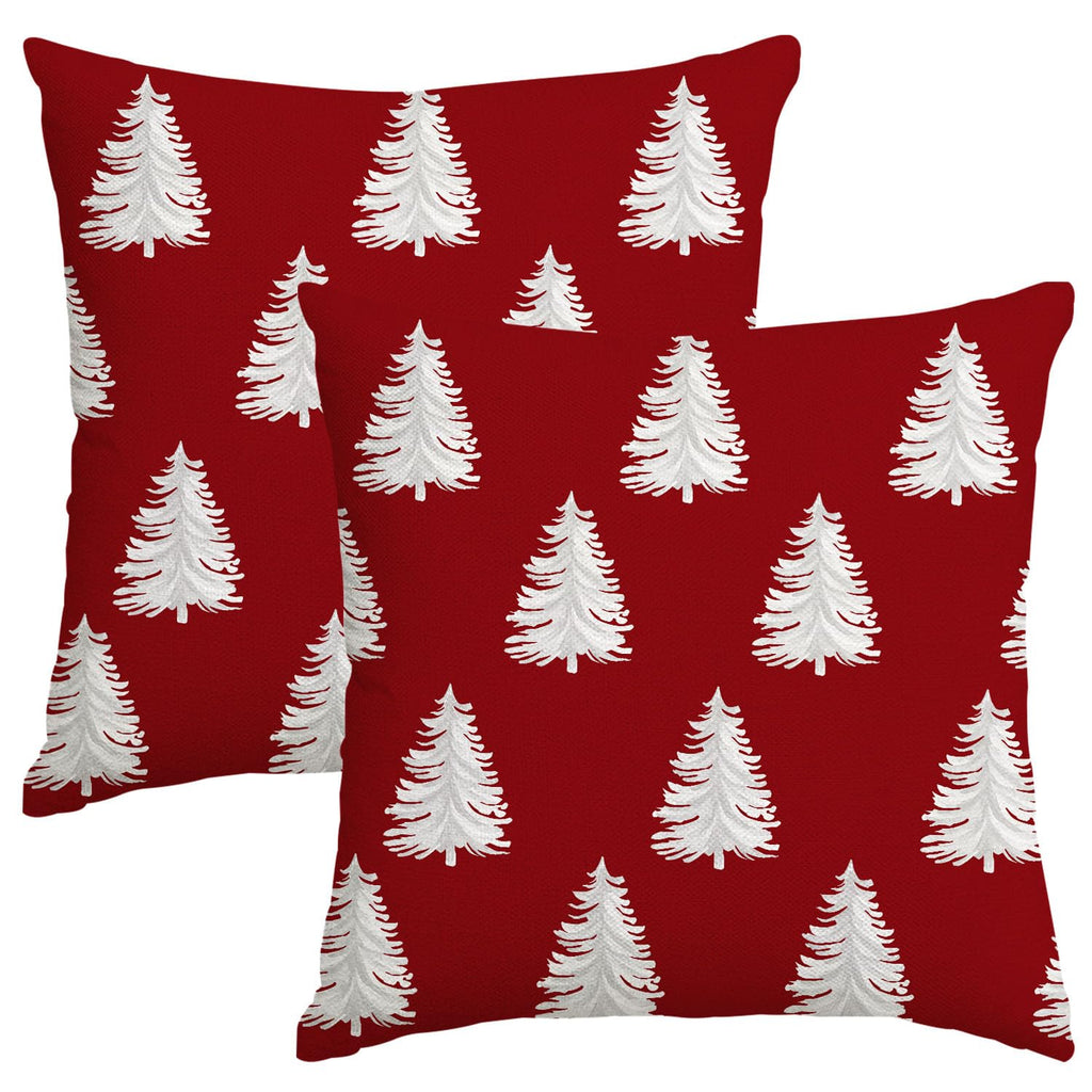 Artmag Christmas Pillow Covers 24x24 Inch Set of 2 Decorative Xmas Tree Red Throw Pillow Covers for Winter Holiday Decoration Coach Sofa Living Room