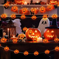 Halloween Pumpkin String Lights, 16 ft 50 LED Orange Battery Operated Lights for Lawns Garden Outdoor Holiday Party Decorations (1 Pack)