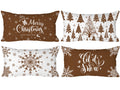 Lanpn Christmas Throw Pillow Covers 12x24 Set of 4, Merry Christmas Winter Xmas Snowflake Decorative Holiday Cushion Pillow Cases 12 x 24 for Outdoor Indoor Farmhouse Home Room Couch Decor (Brown)