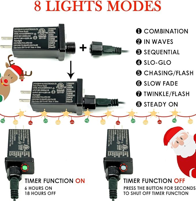 2-Pack Connectable Christmas Lights Outdoor, Total 164FT 400LED Christmas String Lights Waterproof with 8 Modes & Timer, Green Wire Twinkle Lights for Xmas Tree Decorations Outdoor Indoor, Blue