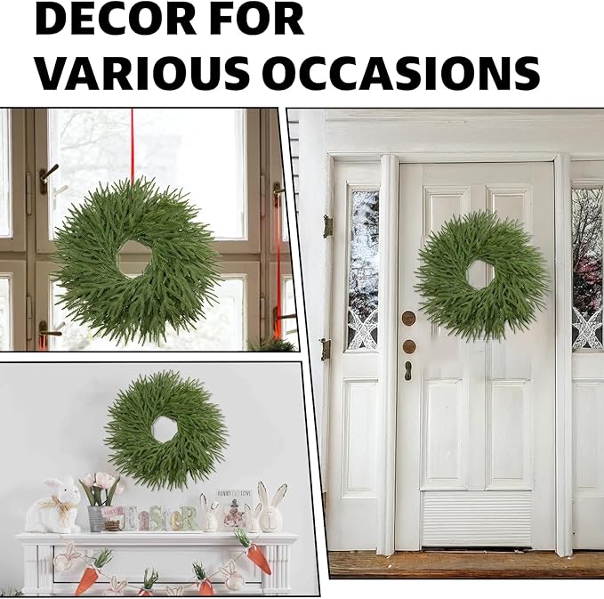 26 Inch Christmas Wreaths for Front Door Real Touch Norfolk Pine Wreath Large Artificial Green Wreath Indoor Outdoor Farmhouse Front Door Holiday Decoration Winter Home Hanging Xmas Decor