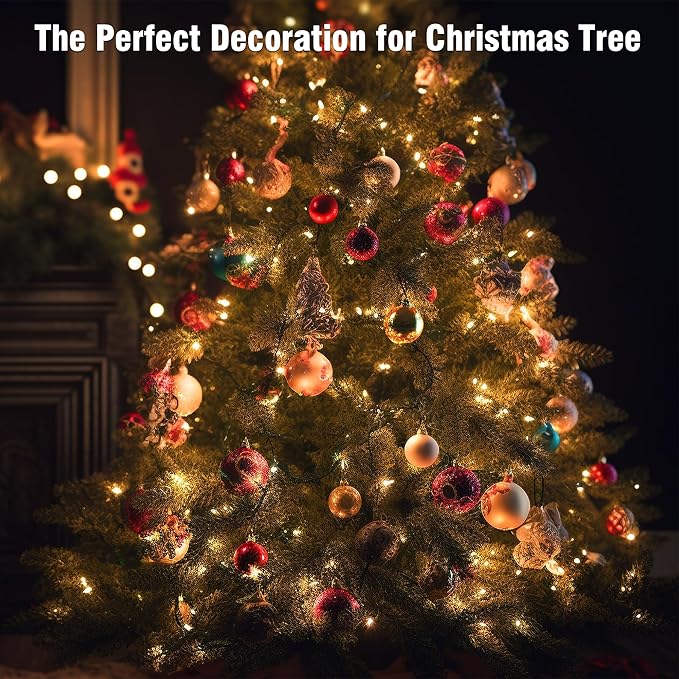 Christmas Lights 33FT 100 LED 8 Modes with Timer Connectable Decorative String Lights for Xmas Tree Patio Party Warm White