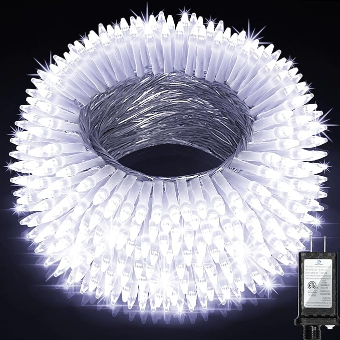 1500LED Christmas Lights Outdoor Use, 470ft 12 Modes Cool White LED String Lights with Timer Dimmable, Waterproof Christmas Lights for Tree Wedding Xmas Patio Fence Balcony Garden Decor Cool White