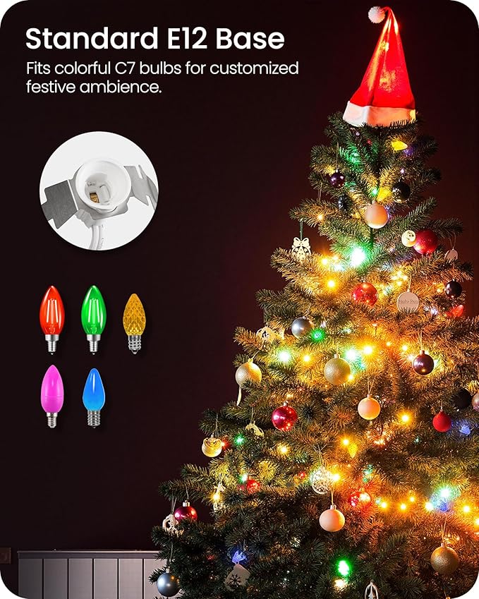 Christmas Village Lights, Decoration String Lights 10.5Ft with 5 C7 LED Bulbs, Warm White, with Socket and Switch, for Christmas Snow House,Pumpkin Crafts,Holiday Decoration W07VL05