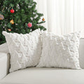 Lewondr Christmas Throw Pillow Cover 18x18, Set of 2 Super Soft Pillow Covers Velvet Christmas Tree Embroidery Decorative Throw Pillowcase for Living Room Bed Couch Sofa Car Home Decor, White