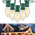 25 FT C9 LED Christmas Lights Outdoor with Clips, Large Bulb Christmas String Lights with Christmas Light Clips, Warm White Christmas Roofline Lights for House and Garden Xmas Decoration