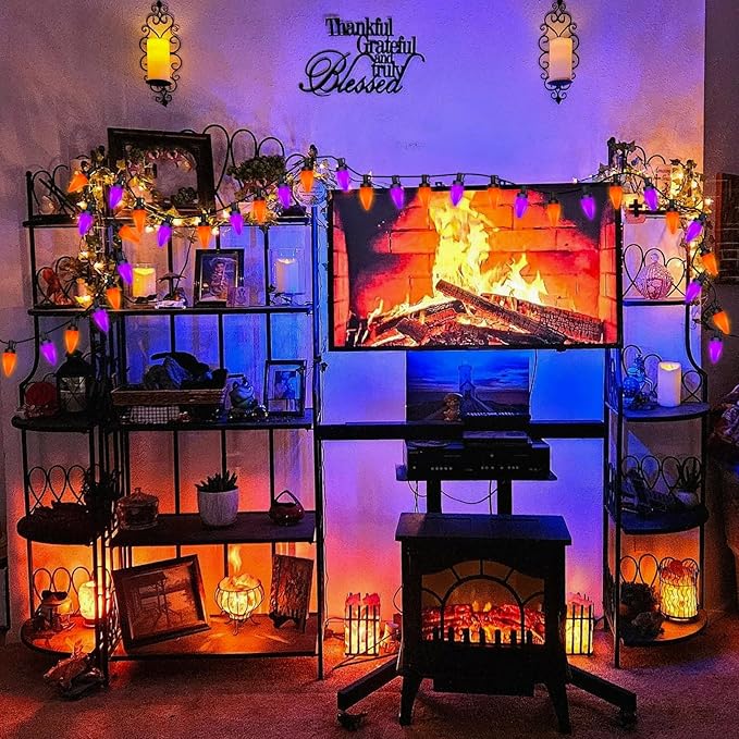 Purple and Orange Halloween Lights, 26Ft Halloween Outdoor String Lights with 50 LED Orange Purple Light, Waterproof Halloweens Decorations for Outdoor Indoor Patio Home Party Garden Yard