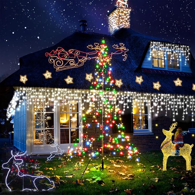 98FT Christmas Lights Outdoor Decorations 900LED Fairy String Light 12 Lighting Modes with Timer Memory Waterproof Christmas Light for Yard Roof Party Holiday Wedding Garden Decor