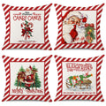Coeufuedy Christmas Pillow Covers 18x18 Set of 4 Candy Canes Elk Santa Claus Sleigh Rides Winter Holiday Decoration Cushion Case for Sofa Couch Home Decor