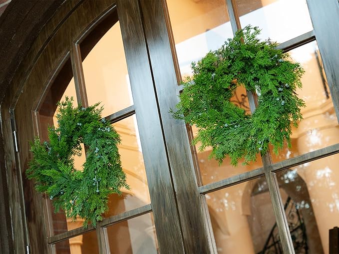 22" Cedar Wreath with Blue Berry Christmas Wreath for Front Door for Windows Mantle Porches Walls Indoor Outdoor Xmas Christmas Decorations Home Decor