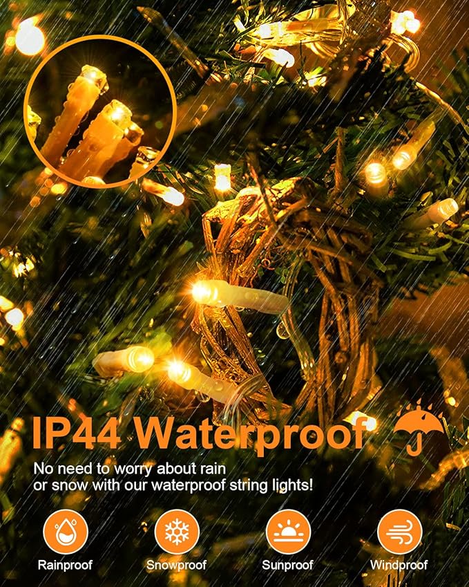 125FT 380 LED Warm Christmas Lights, Plug in Christmas String Lights Connectable, Timer & Memory, Waterproof Twinkle Tree Light for Indoor Outdoor Classroom Patio Yard Holiday Decoration