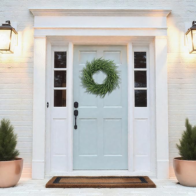 24 Inch Pine Wreath Christmas Wreaths for Front Door, Real Touch Pine Wreath Large Artificial Green Wreaths for Walls Windows Porches Farmhouse Indoor Outdoor Home Decor
