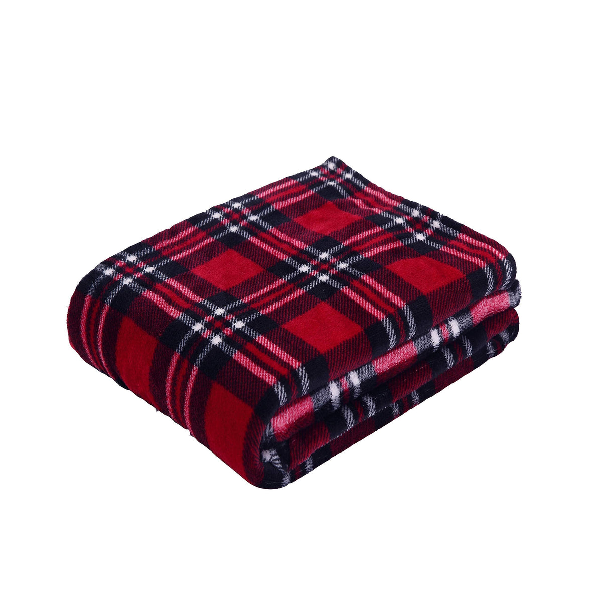Elegant Comfort Velvet Touch Ultra Plush Christmas Holiday Printed Fleece Throw/Blanket-50 x 60inch, (Plaid)
