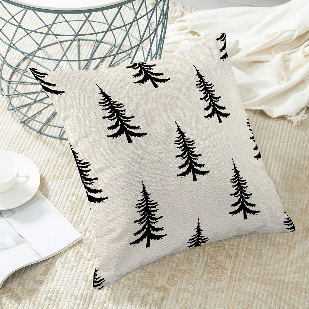 CXMEIFLY Christmas Pillow Covers 20x20 Inch Set of 2 Cream Black Christmas Tree Decor Throw Pillows Winter Xmas Holiday Outdoor Cushion Cases for Couch Bed Decorations