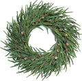 24 Inch Pine Wreath Christmas Wreaths for Front Door, Real Touch Pine Wreath with Red Berries Artificial Green Wreaths for Walls Windows Porches Farmhouse Indoor Outdoor Home Decor