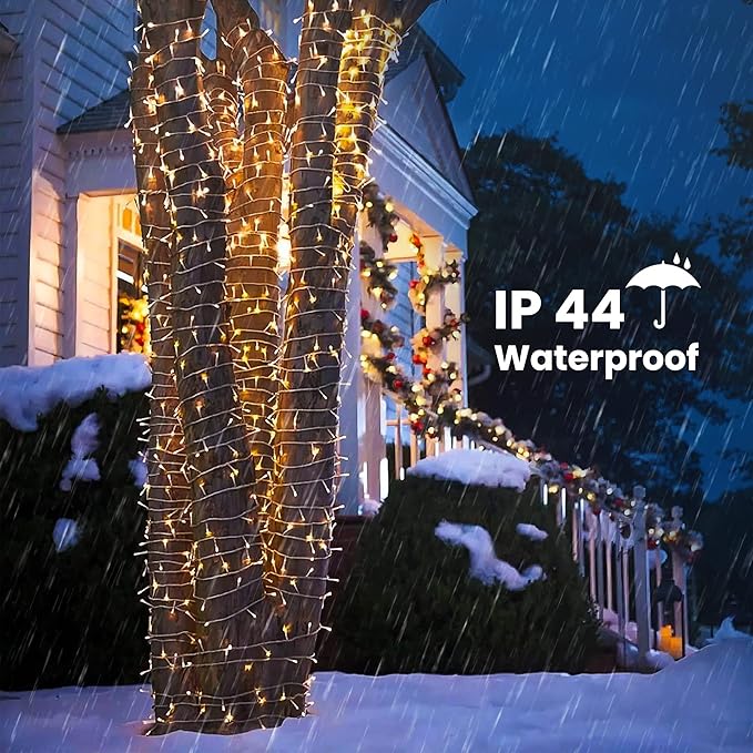 175Ft Christmas Lights Outdoor, 500 LED Christmas String Lights with 8 Modes, Timer, Waterproof Fairy Twinkle Light for Party, Garden, Patio Home Weddings Holiday Xmas Tree Decorations (Warm White)