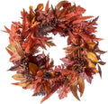 DN DECONATION 24 Inch Fall Wreaths for Front Door, Autumn Farmhouse Wreaths with Orange Pumpkins, Leaves, Pinecones & Berries for Indoor Outdoor Porch Home Wall Thanksgiving Harvest Festival Decor