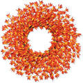 26 Inch Realistic Fall Wreaths for Front Door Outside Autumn Wreath Outdoor Indoors Fall Decorations for Home Thanksgiving Halloween Holiday Decorations Clearance for Wall Porch Door (Orange)