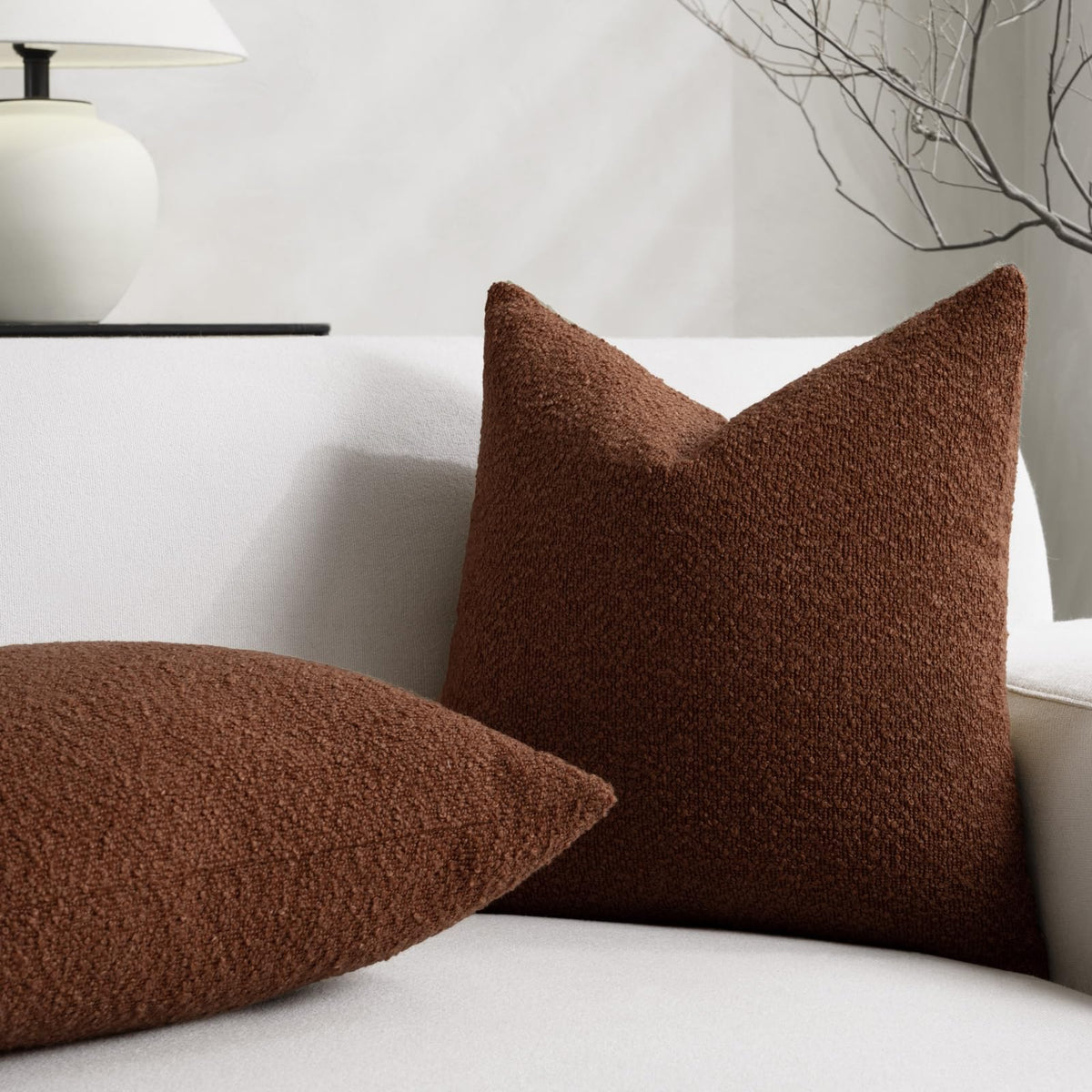 GRASiMOSY Fall Decorative Throw Pillow Covers 18 x 18 Inch, Set of 2, Thanksgiving Autumn Harvest Decor Boucle Cushion Pillow Cover for Couch Bedroom Sofa Living Room, Burnt Orange