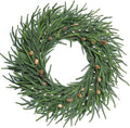 24 Inch Pine Wreath Christmas Wreaths for Front Door, Real Touch Pine Wreath with White Berries Artificial Green Wreaths for Walls Windows Porches Farmhouse Indoor Outdoor Home Decor
