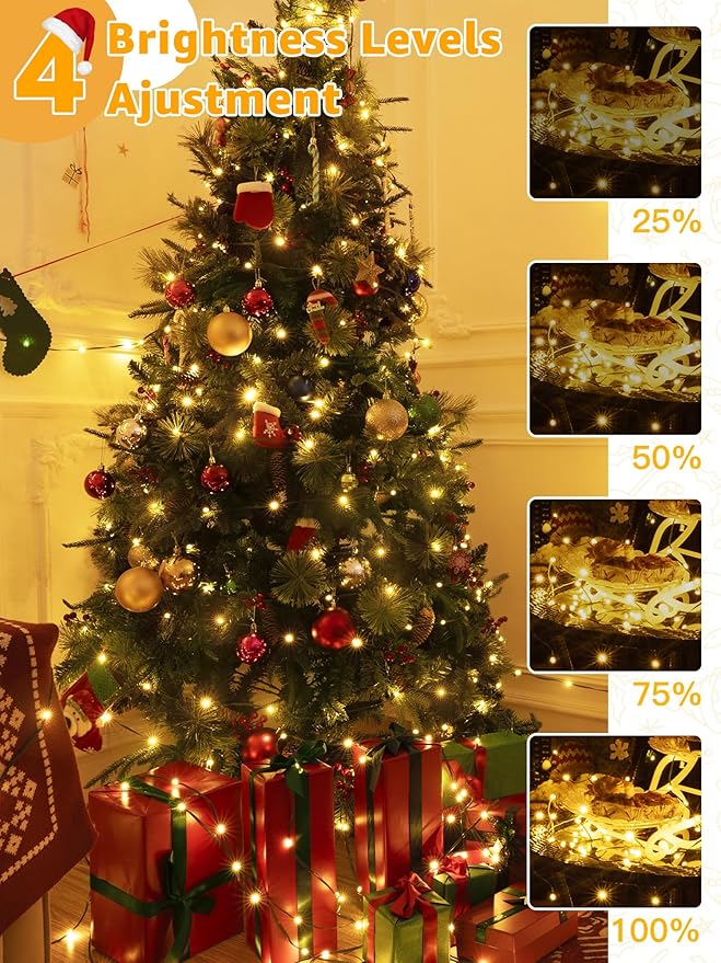Christmas Lights 1200 LED 394 FT, Waterproof Outdoor String Lights with Remote and Timer, Christmas Tree Lights with 8 Modes Dimmable, Fairy Lights for Holiday Decor (Warm White)