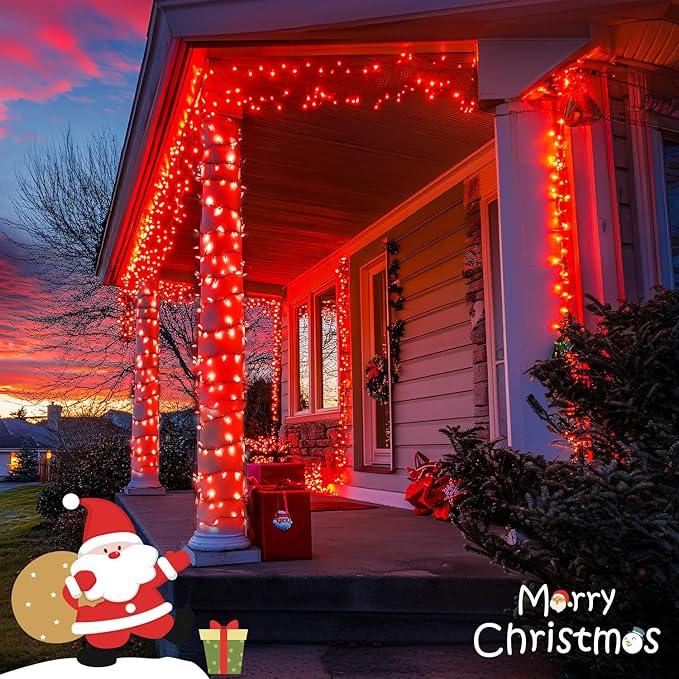 JMEXSUSS 400 LED Red Christmas Lights, 132ft Red String Lights Plug in with Remote, 8 Modes Christmas String Light Outdoor Indoor for Tree Garden Yard Porch House Decorations
