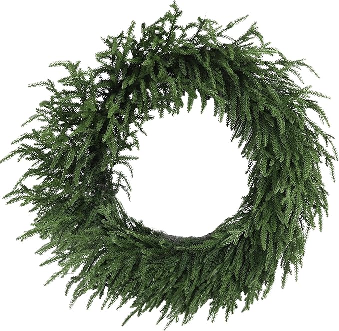 Artgar 30 Inch Christmas Pine Wreath Christmas Wreaths for Front Door, Real Touch Artificial Green Pine Wreath for Home Indoor Outdoor Wall Window Porch Farmhouse Winter Decor