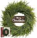 26 Inch Christmas Wreaths for Front Door, Real Touch Norfolk Pine Wreath with Welcome Sign, Large Festive Green Wreath for Farmhouse, Porch, Windows, Wall, Table, Indoor, Outdoor, Home Decor