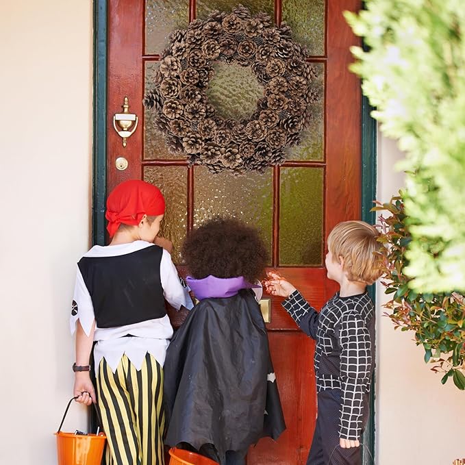 Fall Wreaths for Front Door 18 Inch Pine Cone Wreath for All Seasons, Fall Door Wreath for Home Decor, Farmhouse Wall Porch Window Door Decoration for Thanksgiving Christmas Celebration