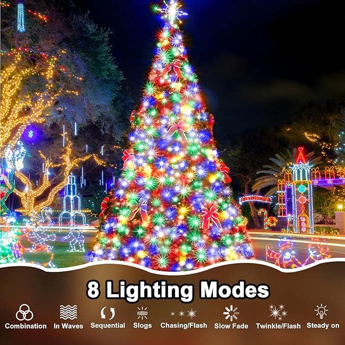 393 FT Christmas Light 1000 LED Xmas Lights Outdoor Christams String Lights Waterproof 8 Modes & Timer, Fairy Lights Plug in for Weeding, Patio, Party, Holiday,Christmas Decor (Multicolour)