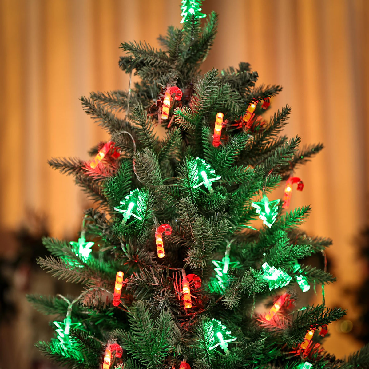 Christmas Decorations Lights, 10.3ft 20 Led Battery Christmas Lights with Timer & 8 Modes, Green Xmas Tree & Red Cane String Lights for Xmas Tree Wreath Window Wall Home Garden Outdoor Indoor Decor
