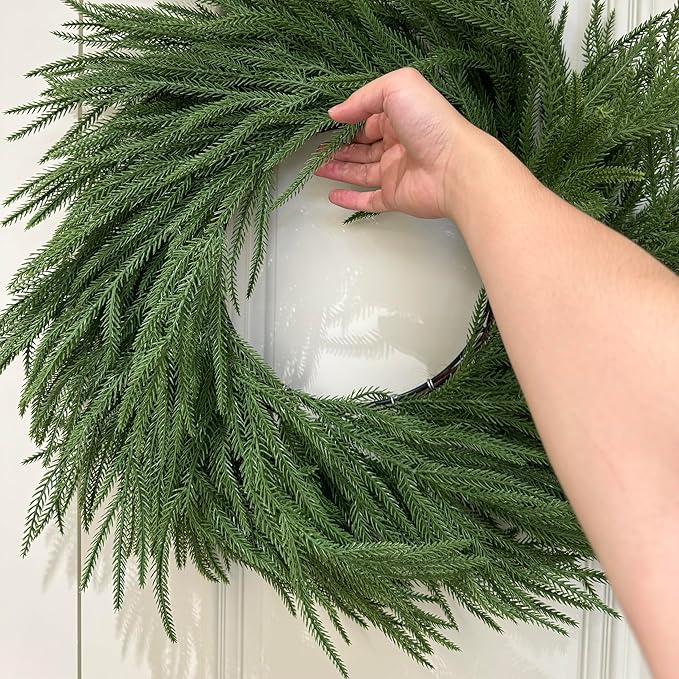 Christmas Wreaths for Front Door 36 Inch Large Norfolk Pine Wreath for All Seasons Artificial Green Wreath Holiday Decoration for Indoor Outdoor Home Decor