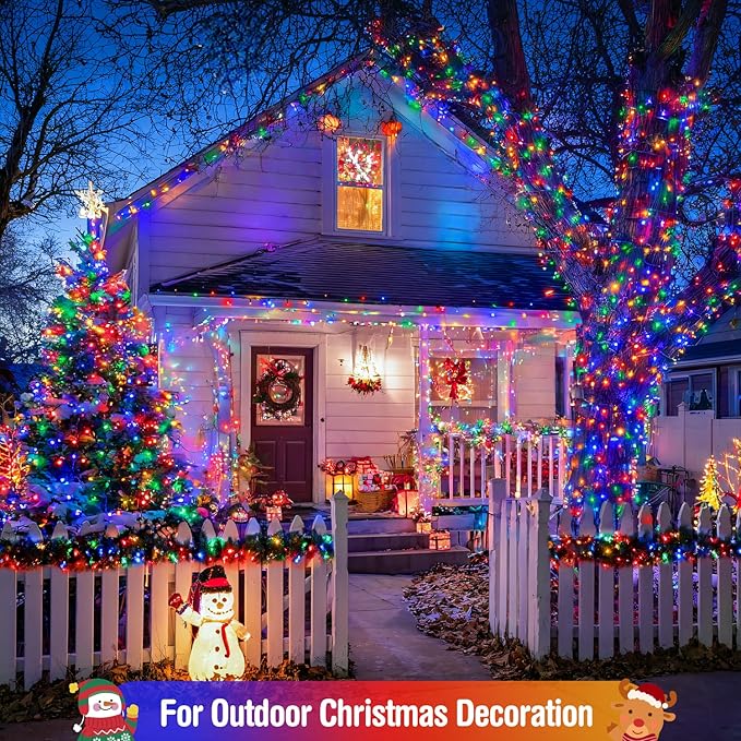 JMEXSUSS 400 LED Christmas Lights Outdoor Decorations, 132ft Multicolor Christmas Tree Lights with Remote, Indoor String Lights Plug in for House Christmas Bush Decor