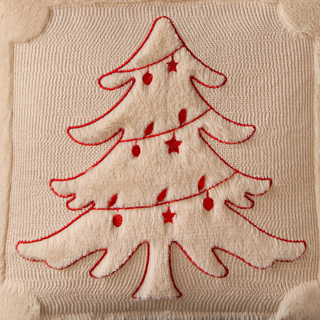 DFXSZ Christmas Pillow Covers 18x18 Red Star Light Beige Christmas Tree Decoration Soft Plush Faux Fur Jacquard Throw Pillows for Bedroom Sofa Holiday Festivals Winter Home Decor PTK067C18