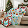Buryeah 4 Pcs 40 x 50 Inch Christmas Throw Blanket Warm Soft Santa Claus Christmas Tree Gingerbread Plush Blanket Flannel Fleece Throw for Xmas Couch Chair Bedroom Picnic Home Decoration