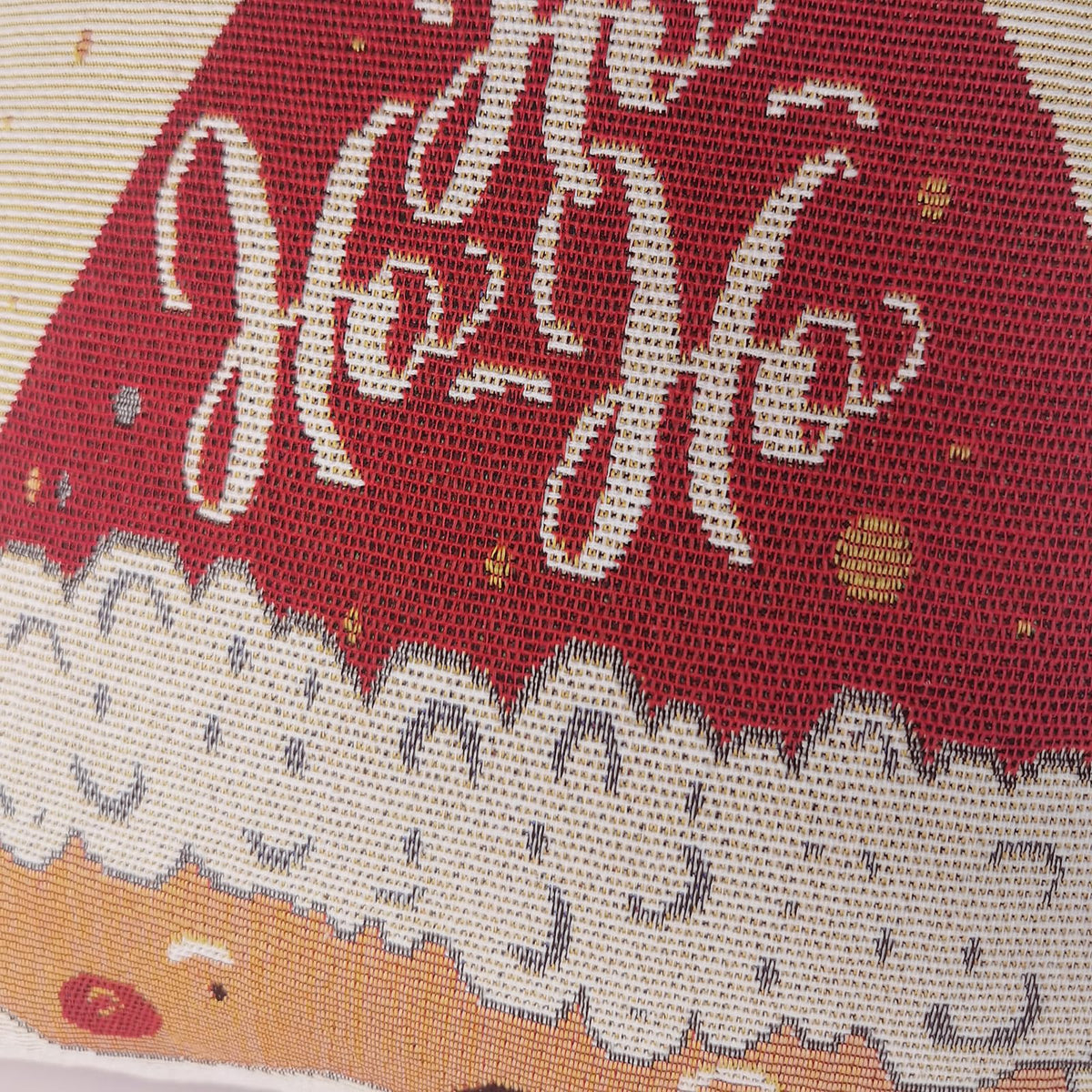 Christmas Tapestry Throw Pillow Cover 16x16 Inch - Festive Woven Jacquard Santa Claus Cushion Case - Red TC Backing, Piped Edges, Hidden Zipper - Decorative Holiday Home Decor for Sofa/Couch
