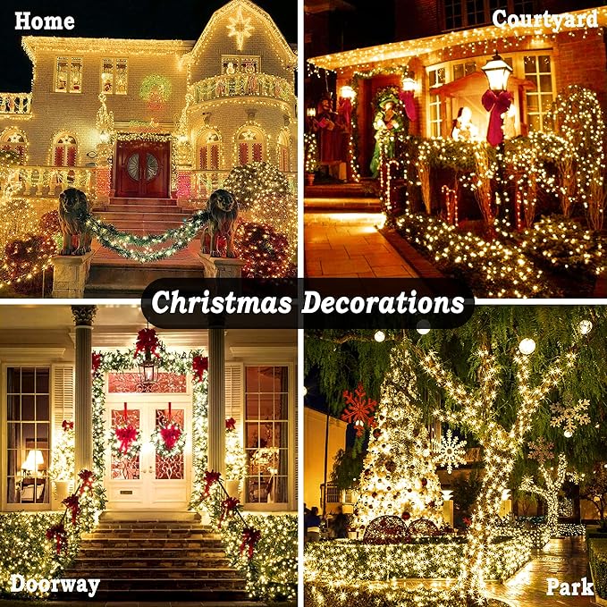 Christmas Lights Outdoor 1000 LED 396ft Super Long String Lights with 8 Modes & Timer, Plug in Twinkle Fairy Lights Decor for Home Xmas Wedding Party Room Yard Tree Holiday Decorations (Warm)