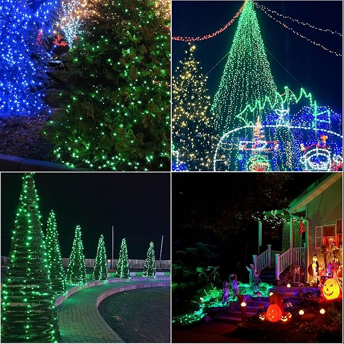 LAMPHOME 66ft Christmas Decorative Mini Lights,200 LED Transparent Wire Fairy Starry String Lights Plug in, 11 Lighting Modes, for Indoor Outdoor Xmas Tree Wedding Party Decoration (Green)