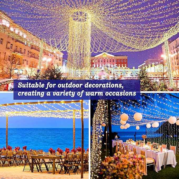 Christmas Lights Outdoor 1000 LED 396ft Super Long String Lights with 8 Modes & Timer, Plug in Twinkle Fairy Lights Decor for Home Xmas Wedding Party Room Yard Tree Holiday Decorations (Warm)