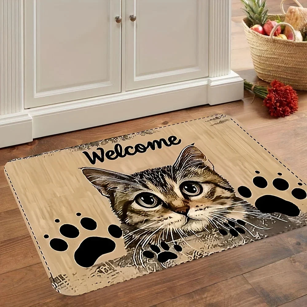 VIKAMA Cartoon Cute Cat Carpet Soft Doormat Welcome Mat Living Room Carpet Kitchen Rug Rug For Bedroom Outdoor Carpet Home Dec