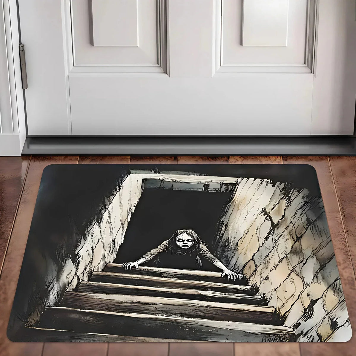 Horror Theme Non Slip Absorbent Door Mat Pennywise Scary Pattern Home Decor Rug for Entrance Bathroom Quick Dry Durable